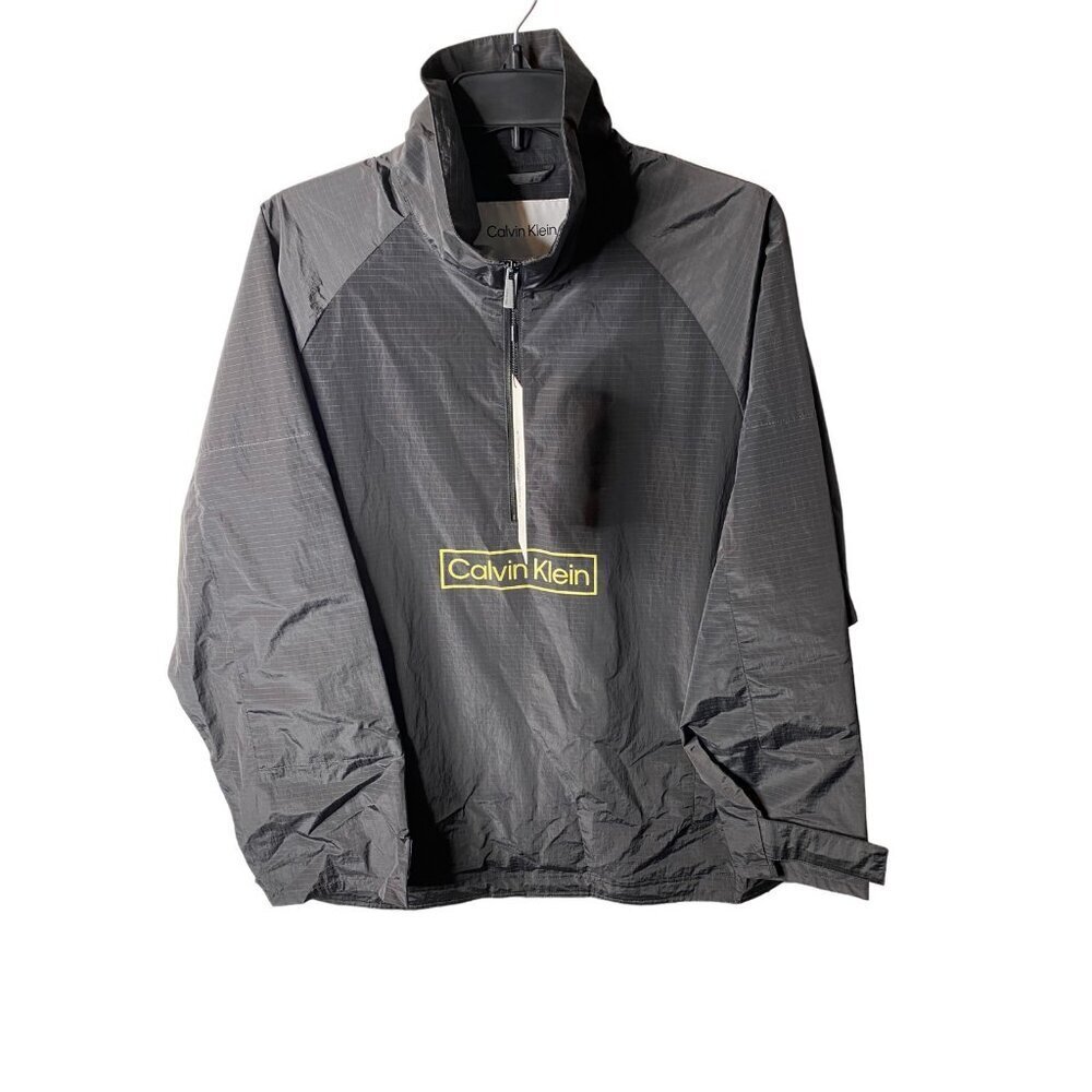 Calvin Klein Mens $148 Relaxed Fit Box Logo Popover Jacket Size L Black - Picture 3 of 11